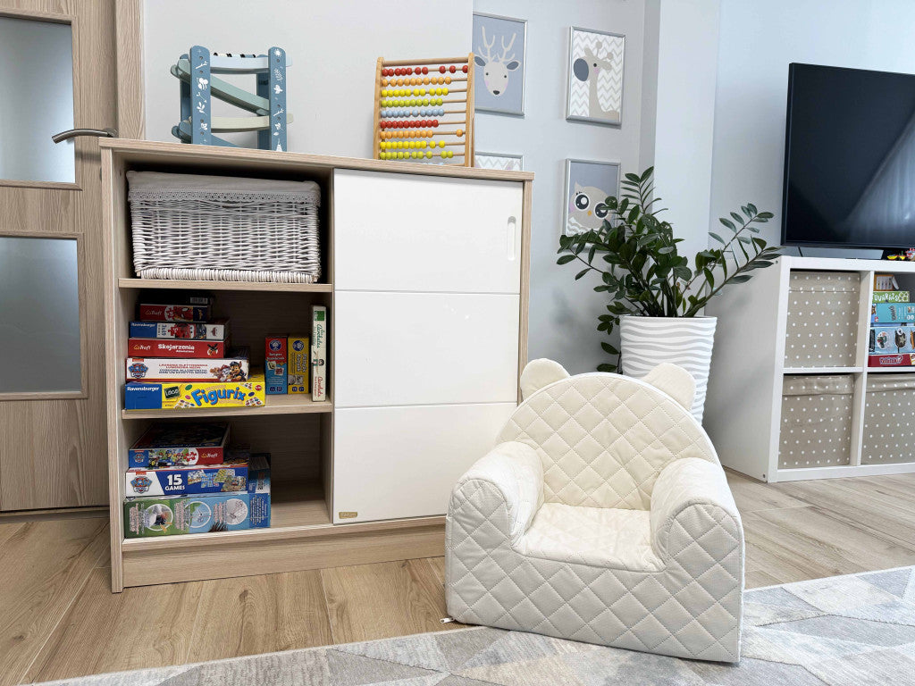 Beige macifüles velvet gyerekfotel