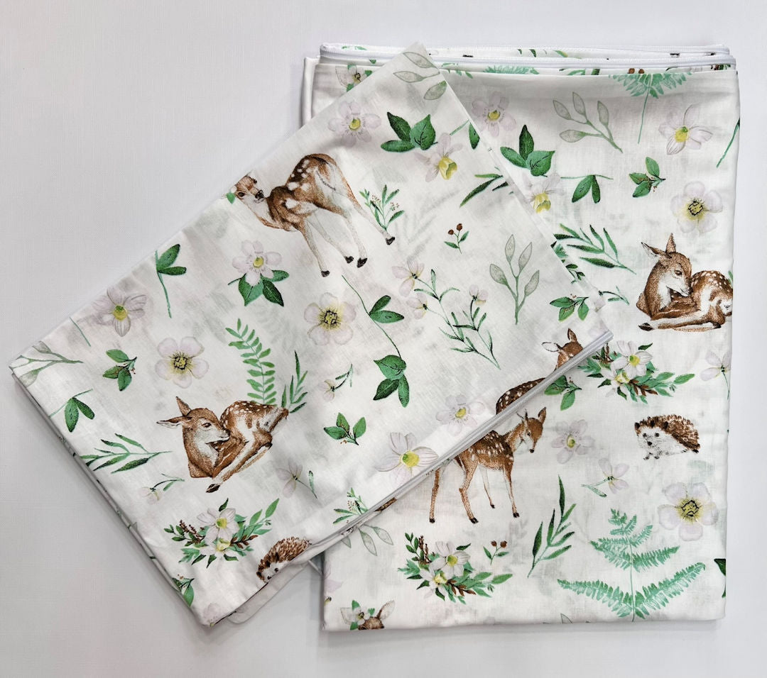 2 részes, őzikés, zipzáros, 100% pamut gyerek ágynemű huzat