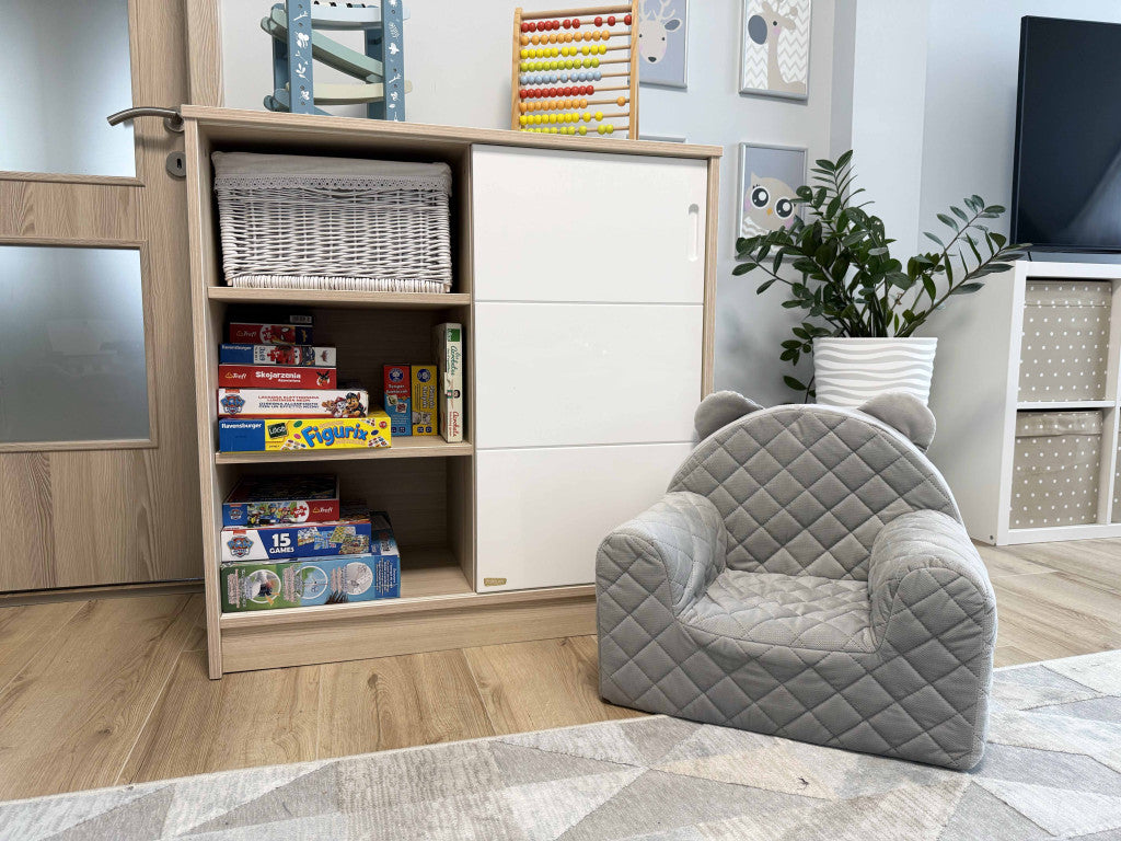 Szürke macifüles velvet gyerekfotel