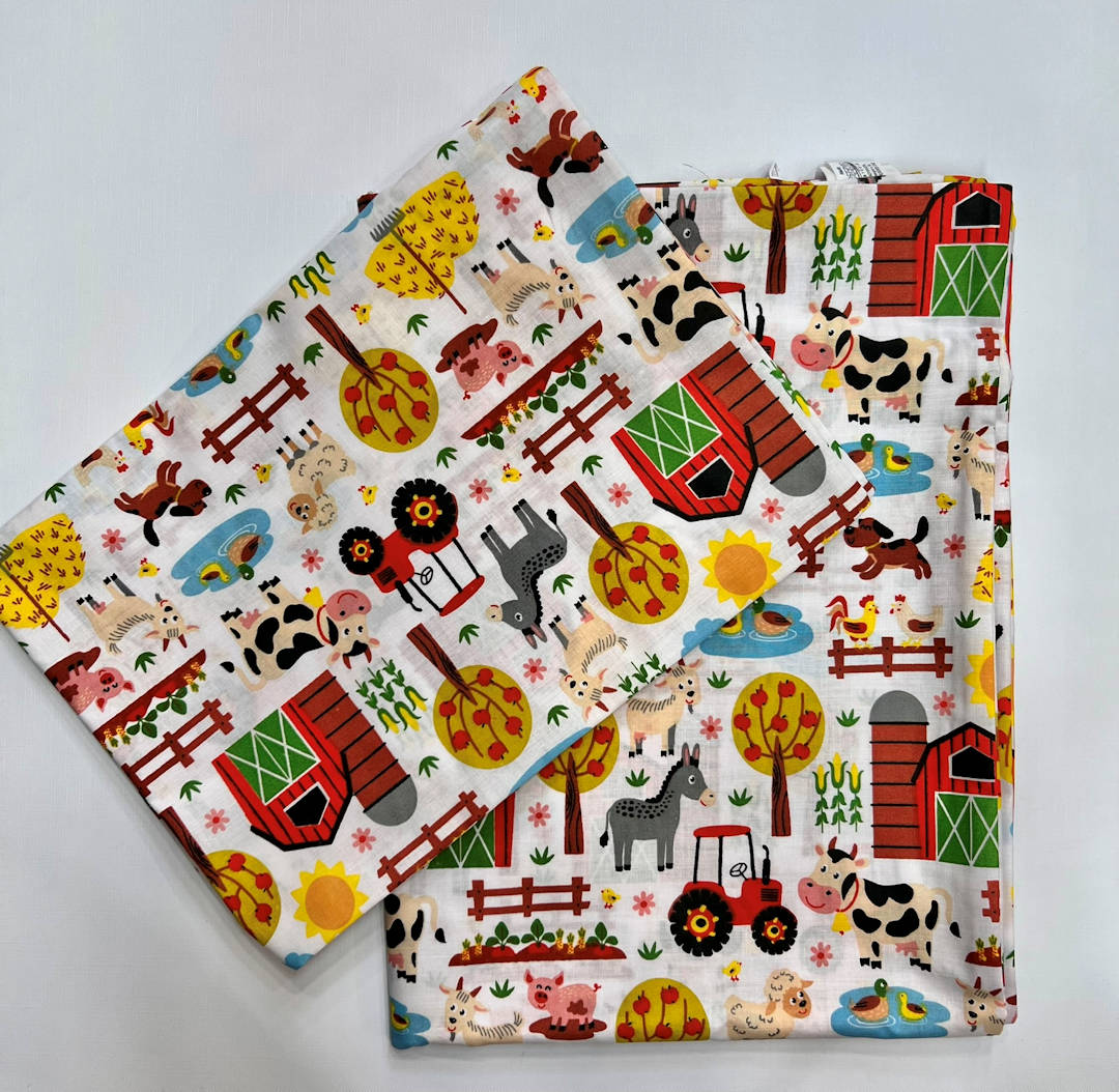 2 részes, tanyasi állatos és gépes, zipzáros, 100% pamut gyerek ágynemű huzat