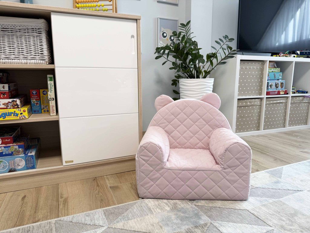 Rózsaszín macifüles velvet gyerekfotel