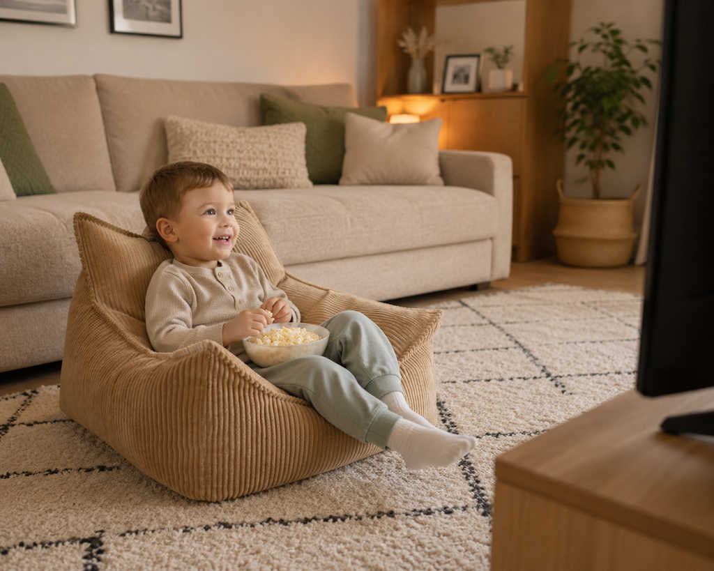 Sötét beige gyermek babzsákfotel