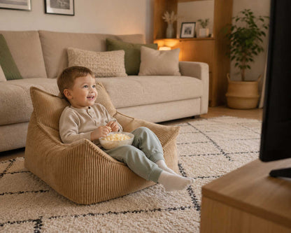 Sötét beige gyermek babzsákfotel