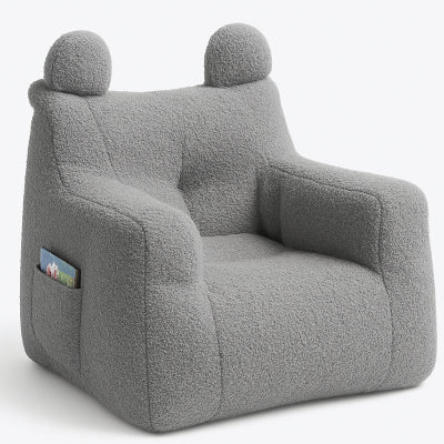 Teddy anyagú macifüles szurke gyerekfotel