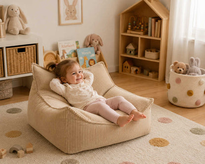 Világos beige gyermek babzsákfotel